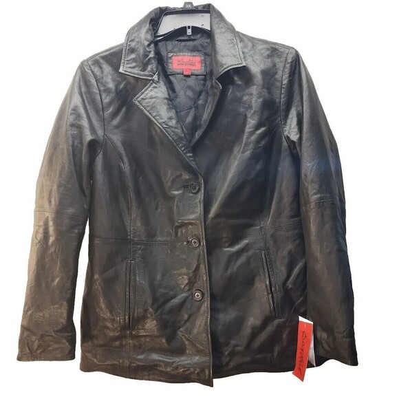 Excelled Collection Leather Jacket Womens Large  Black 100% Real Leather Short - Picture 1 of 11